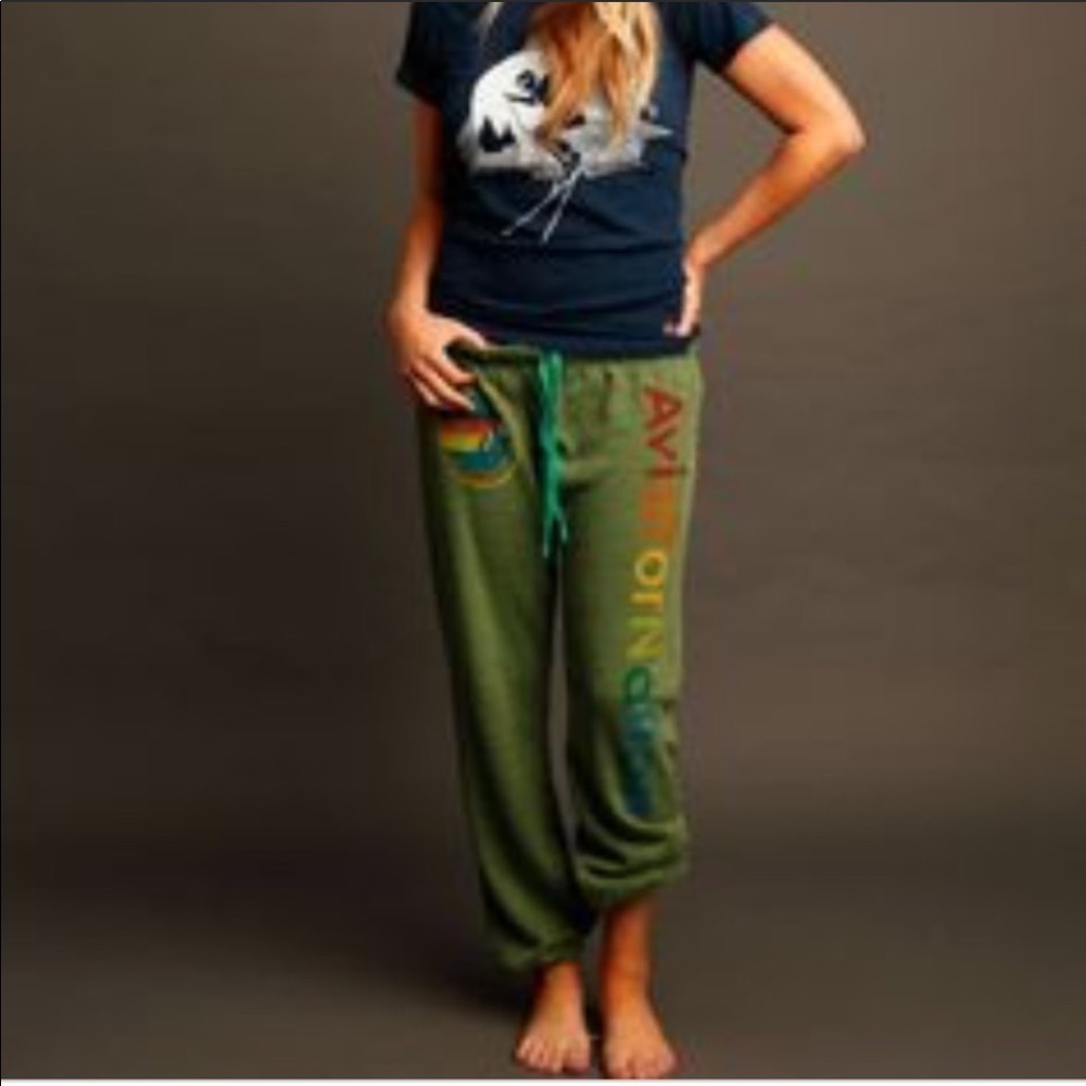 ISO — WANTED - AN Heather Green Logo Sweat Pants